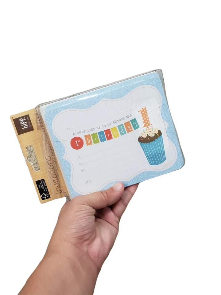 hiPP Australia Blue And White 1st Birthday Invitations 20 Ct New - Image 1 of 1