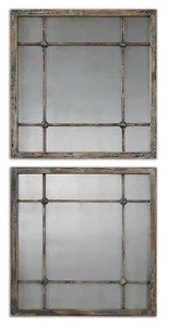 Uttermost UT-13845, Saragano Unique Style Square Mirrors Set Of 2, Brown - Picture 1 of 2