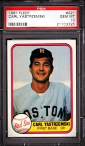 1981 FLEER #221 CARL YASTRZEMSKI "RED SOX" *HOF* GEM MINT PSA-10 - Picture 1 of 2