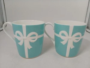 Como Nuevo Genuino TIFFANY & CO Cinta Azul Taza Hueso China Juego de 2 piezas SIN CAJA - Imagen 1 de 4