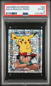 PSA 6 EX/MT 1999 MERLIN POKEMON S2 ASH & PIKACHU-PRISM ENGLISH - Picture 1 of 2