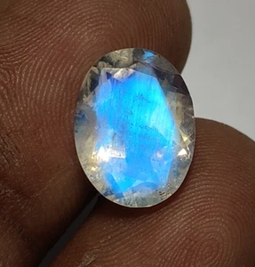 8A einzigartige Qualität Natürlicher Regenbogen Mondstein Ovale Form Facettiert Schliff Edelsteine 9x12MM - Bild 1 von 13