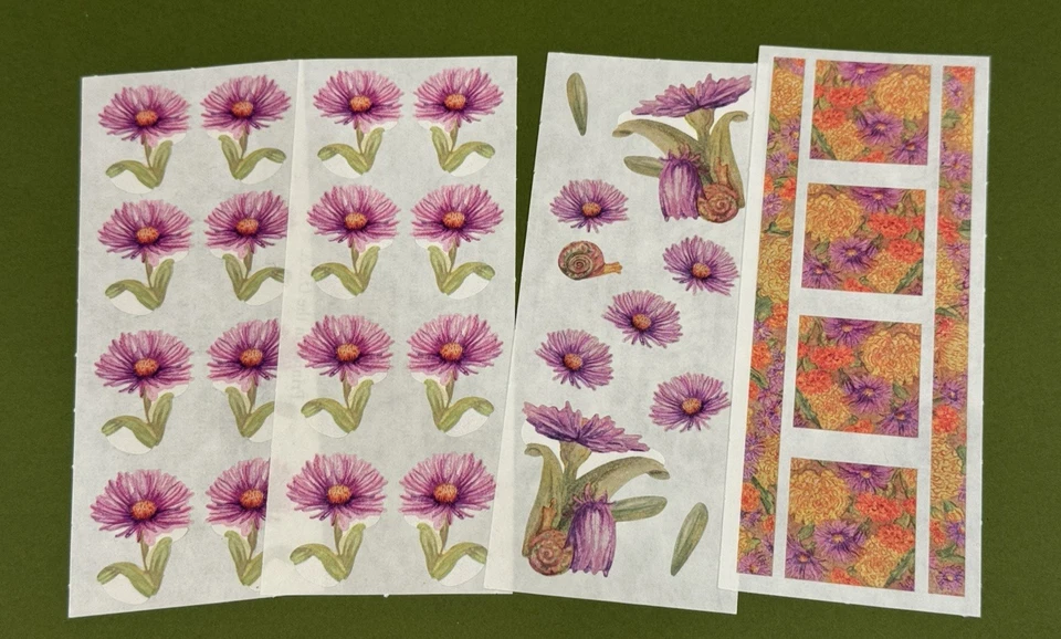 Creative Memories Lote de 4 tiras de estudio, variedad flores moradas, primavera, jardín Foto 1 de 1