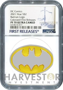 2021 DC COMICS BATMAN LOGO - 1 OZ. SILVER COIN - NGC PF70 FIRST RELEASES - Picture 1 of 3