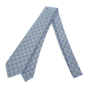 LOUIS VUITTON Damier Classic 8cm Tie Silk Blue Claire Men's TGIS - Picture 1 of 8