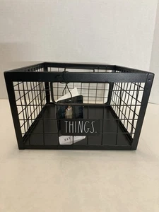 Rae Dunn THINGS Wire Basket Metal Rustic Farmhouse Home Decor Storage Black NEW - Picture 1 of 14
