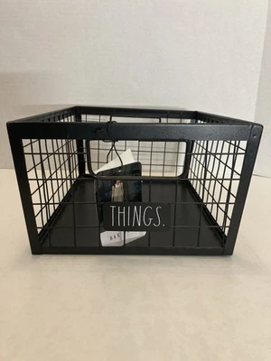 Rae Dunn THINGS Wire Basket Metal Rustic Farmhouse Home Decor Storage Black NEW - Image 1 of 4