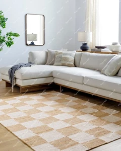 Jute Wool Area Rug, Handmade Rug 10x14 9x12 8x10 6x9 5x8 4x6 Rug Square Area Rug - Picture 1 of 11