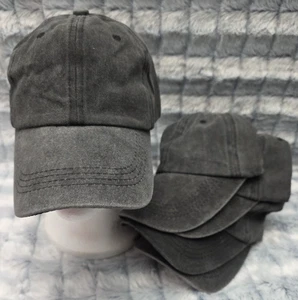 Baseballkappen meliert schwarz 5er Set verstellbar 6 Panel flaches Profil Hüte Handwerk - Bild 1 von 6