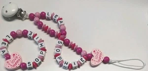 Schnullerkette & Greifling SET mit Namen🍼Doppelname🍼Mädchen🍼Junge🍼I ❤️Mummy - Bild 1 von 1