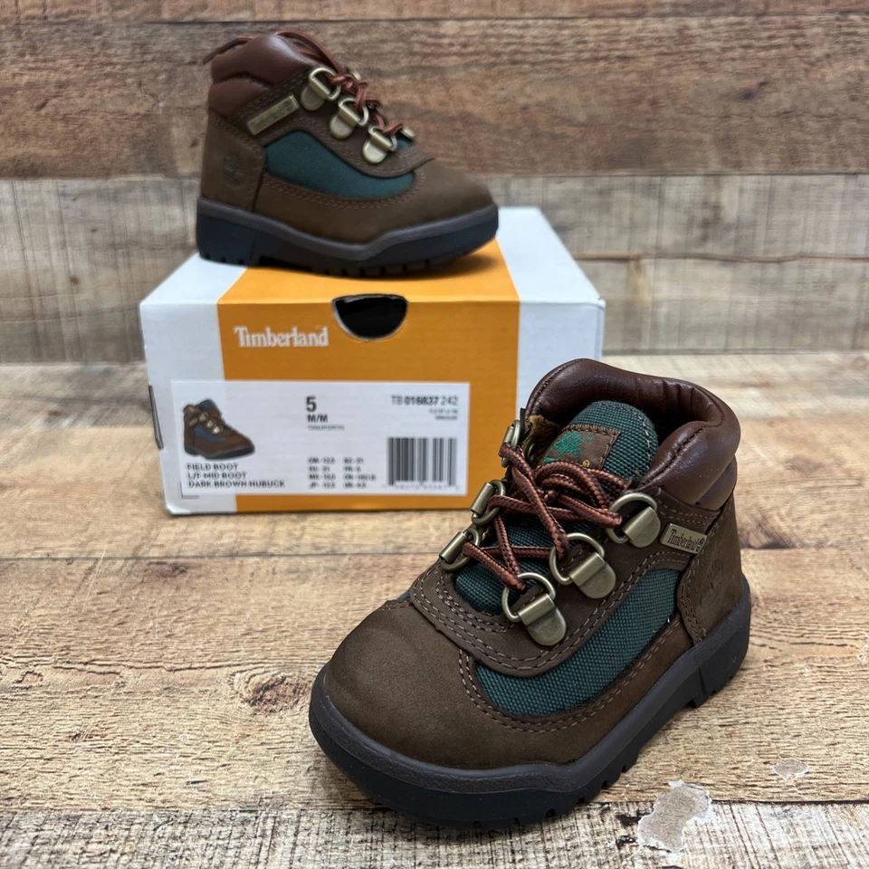 Timberland Field Boot Mid Boot Marrón Oscuro Nubuck Niños Pequeños Botas Talla 5 M NUEVO Foto 1 de 4