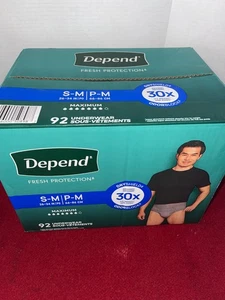 Depend Fresh Protection Erwachsene Inkontinenz Unterwäsche für Herren Größe S-M 92 Stück - Bild 1 von 2