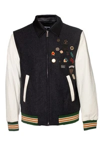 Dsquared2 Bomberjacke Mit Lederärmeln Männlich Weiß Xxl - Bild 1 von 6