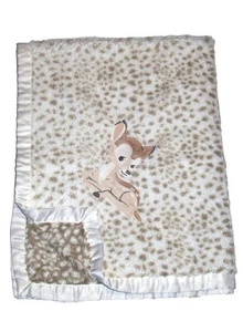 Disney Baby Bambi Rehkitz Decke creme hellbraun Satinborte Plüsch Sicherheit 30x40 Zoll - Bild 1 von 3