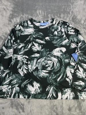 Blusa Simply Vera Vera Wang Feminina PXL Verde Pequeno Corante Abstrato Manga Longa - Imagem 1 de 4