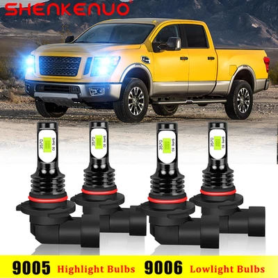 For Nissan Titan 2004-2015 4X 8000K Combo LED Headlights High Low Beam Bulbs kit - Image 1 of 4