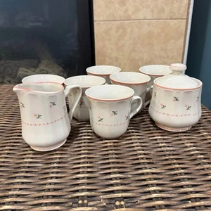 14 piezas Juego de té Mystique Peach 267 de Sango 6 tazas platillos crema azúcar con tapa - Imagen 1 de 7