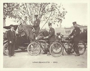 "Long Beach Police Dept 1910 Caballos INDIA MOTOCICLETA Impresión fotográfica #1427 11"" x 14"" - Imagen 1 de 1