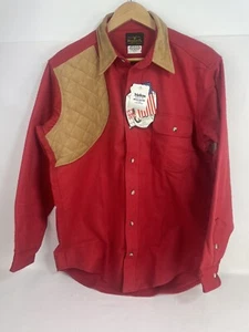 NOS VINTAGE Melton Deerskin Red Shirt Men's Large USA Hunting Long Sleeve - Picture 1 of 7