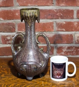 Faiencerie de Thulin Vase, Metallic Glaze, Belgian, 12" ca 1900 - Picture 1 of 7