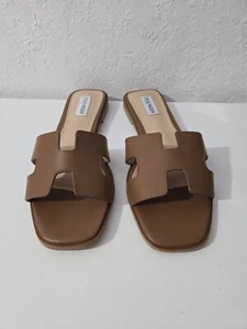 Steve Madden Hadyn Cognac Slip-On Leather Sandals Shoes Women's Size 11 - Picture 1 of 3
