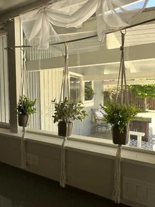 Artificial Hanging Plants with 3 Macrame Plant Hangers Greenery Decor - Picture 1 of 3