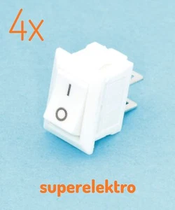 4x Weißer Wippschalter 3A 250V Snap-In-Montage Kippschalter Wippenschalter weiß - Bild 1 von 10