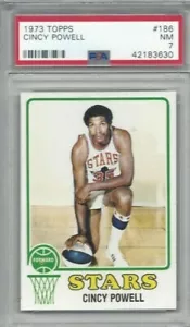 1973 Topps basketball card #186 Cincy Powell, Utah Stars classificato PSA 7 - Foto 1 di 1