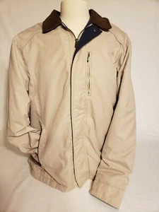 Men's Dockers Coat XXL Nylon/Polyester Beige with Brown Collar- Very Nice! - Picture 1 of 8