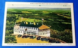 Postal Grand View Point Hotel 63 millas Pennsylvania Linen Curt Teich 4A-H1905 - Imagen 1 de 2