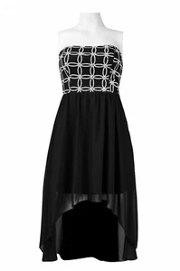Hailey Logan Strapless Cutout Hi-Lo Party Dress Size 13 Black White NWT $139 - Picture 1 of 3