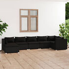 7 Piece Garden  Set With Cushions Poly Rattan Black H9s1
