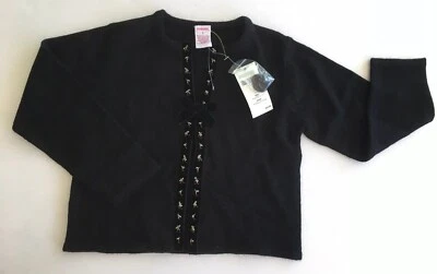 NWT Gymboree Holiday Magic 5 5T Black Cherry Beaded Ribbon Trim Cardigan Sweater - Image 1 of 2