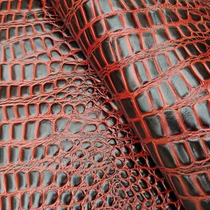 Brown veg tan crocodile embossed italian thick cow leather hides for crafts - Picture 1 of 5
