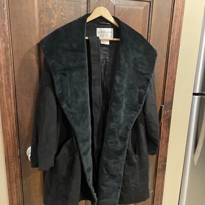 Chaqueta Abrigo Jaegar Lana Cachemira Bolsillos Cinturón Negro Cuello Felpa EE. UU. 10 UK 12 GB Foto 1 de 4