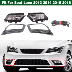 Luces antiniebla de conducción del parachoques delantero + cubierta de rejilla + cableado para Seat Leon 2013-2017 - Imagen 1 de 11