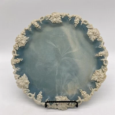 Blue White “Incolay Stone” Grape Design Serving Decor Tray - Image 1 of 4