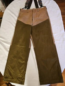 Vintage Key Canvas braune Jagdhose mit Advantage Camouflage Hosenträger Arbeitskleidung S 34X30 - Bild 1 von 12