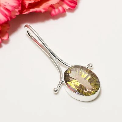 Colgante de plata de ley 925 con piedras preciosas de topacio de fuego místico arco iris dorado Foto 1 de 4