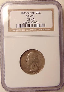 1943-S Washington Quarter - Scarce FS-101 DDO NGC XF40 - Very Nice looking Coin - Picture 1 of 4