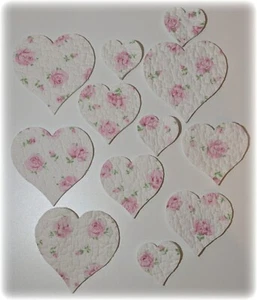 Edredón cortador vintage acolchado corazón apliques troquelados rosas blancas rosas recortes - Imagen 1 de 6