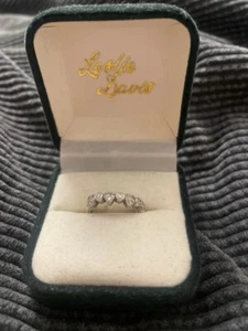 Real Diamond Half Eternity Ring Solid White Gold Band Size JKLMNOPQ - Picture 1 of 4