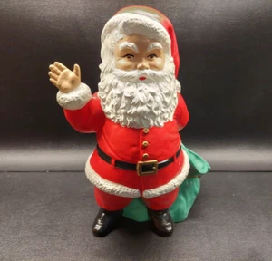 Vintage 1973 Duncan Ceramica Babbo Natale Waving Sack Caramelle Portacandele Piantatrice - Foto 1 di 10