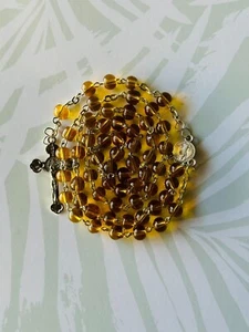 Amber Colour Quartz Crystal Glass Beads Holy Rosary For Daily Catholic Prayers - Picture 1 of 4