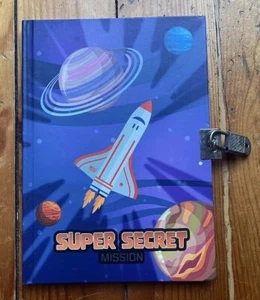 A5 Notebook with padlock Diary, Lockable Notebook Super Secret Mission, NEW - Picture 1 of 10