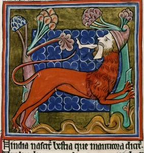 9XP1944 – Medieval Depiction of a Manticore (Mythical Creature Art 16” 14” 12”) - Picture 1 of 3
