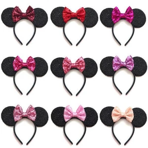 Rose Gold / Red/ Rainbow / Blue/ Silver Minnie Mouse Ears Headband HANDMADE - Picture 1 of 17