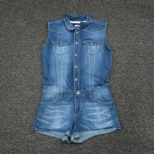 Levis Romper Girls Large Blue Button Up Sleeveless Jumpsuit Youth - Picture 1 of 10