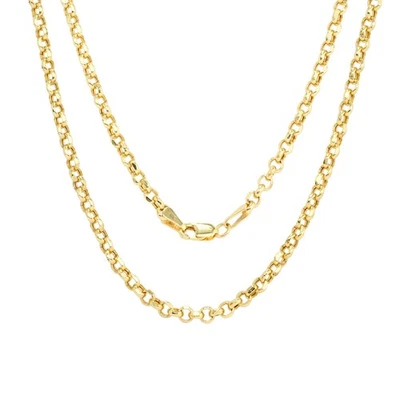 10K Yellow Gold 3mm Rolo Cable Round Link Chain Pendant Necklace Mens Women 20" - Image 1 of 4