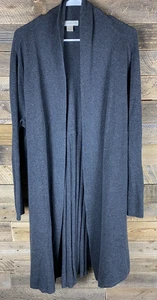 CJ Banks Women’s Plus Sz 1X Gray Open Front Pleated Back Long Sleeve Cardigan - Picture 1 of 12